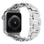 鑽石素皮金屬錶帶，適用 Apple Watch 46mm / 49mm / 45mm / 44mm，適用 Apple Watch 42mm / 41mm / 40mm / 38mm