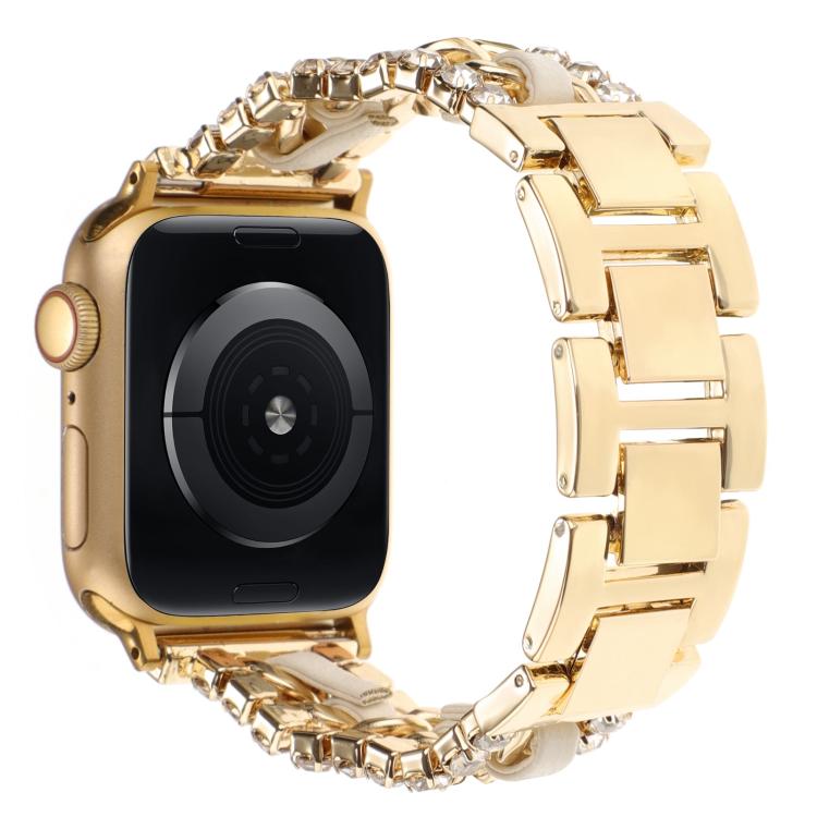 鑽石素皮金屬錶帶，適用 Apple Watch 46mm / 49mm / 45mm / 44mm，適用 Apple Watch 42mm / 41mm / 40mm / 38mm