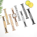 鑽石素皮金屬錶帶，適用 Apple Watch 46mm / 49mm / 45mm / 44mm，適用 Apple Watch 42mm / 41mm / 40mm / 38mm