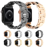 鑽石素皮金屬錶帶，適用 Apple Watch 46mm / 49mm / 45mm / 44mm，適用 Apple Watch 42mm / 41mm / 40mm / 38mm