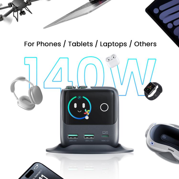 JOYROOM JR-TRD01 PODIX 140W 5埠桌面 GaN 充電器，美規插頭，歐規插頭，英規插頭