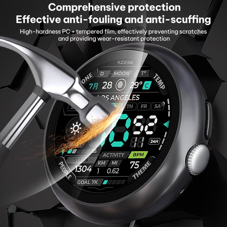 xDfind Tempered Film Integrated Oil Spraying PC Watch Protective Cover, For Google Pixel Watch 4 / 3 45mm, For Google Pixel Watch 4 / 3 / 2 / 1 41mm