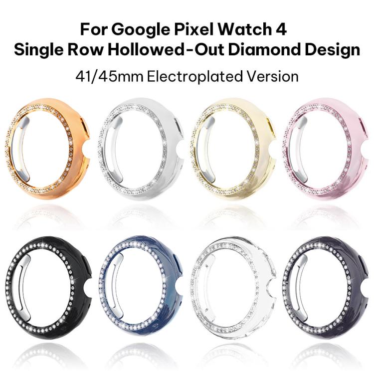 xDfind 單排鑽石鏤空 PC 手錶保護殼，適用於 Google Pixel Watch 4 / Watch 3 45mm，適用於 Google Pixel Watch 4 / 3 / 2 / 1 41mm