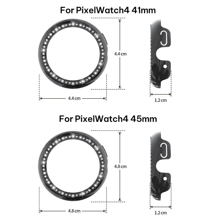xDfind 單排鑽石鏤空 PC 手錶保護殼，適用於 Google Pixel Watch 4 / Watch 3 45mm，適用於 Google Pixel Watch 4 / 3 / 2 / 1 41mm