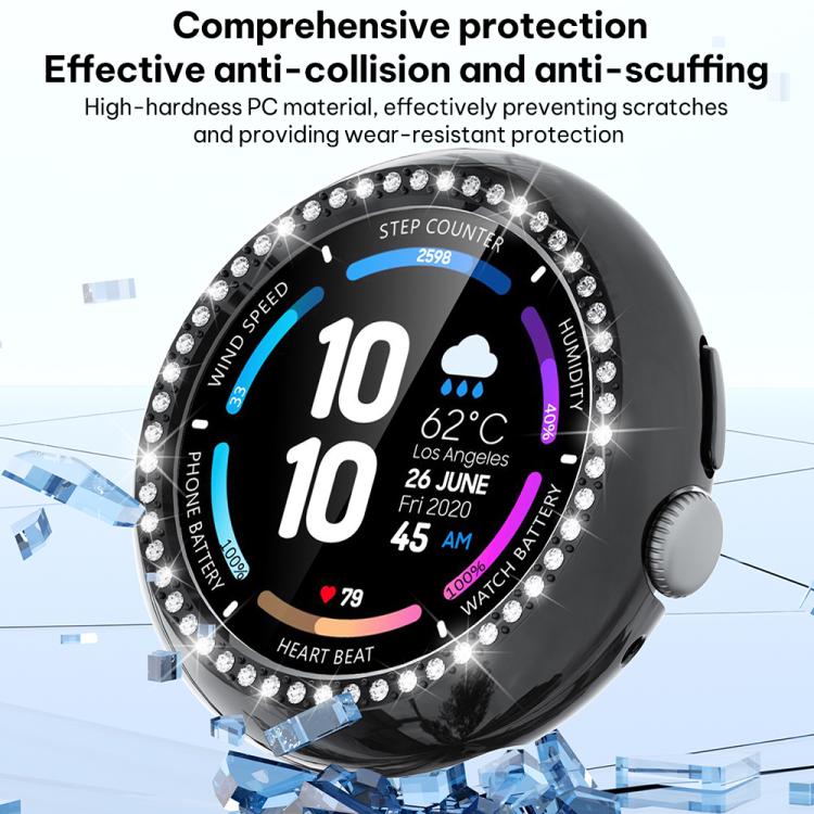 xDfind 單排鑽石鏤空 PC 手錶保護殼，適用於 Google Pixel Watch 4 / Watch 3 45mm，適用於 Google Pixel Watch 4 / 3 / 2 / 1 41mm