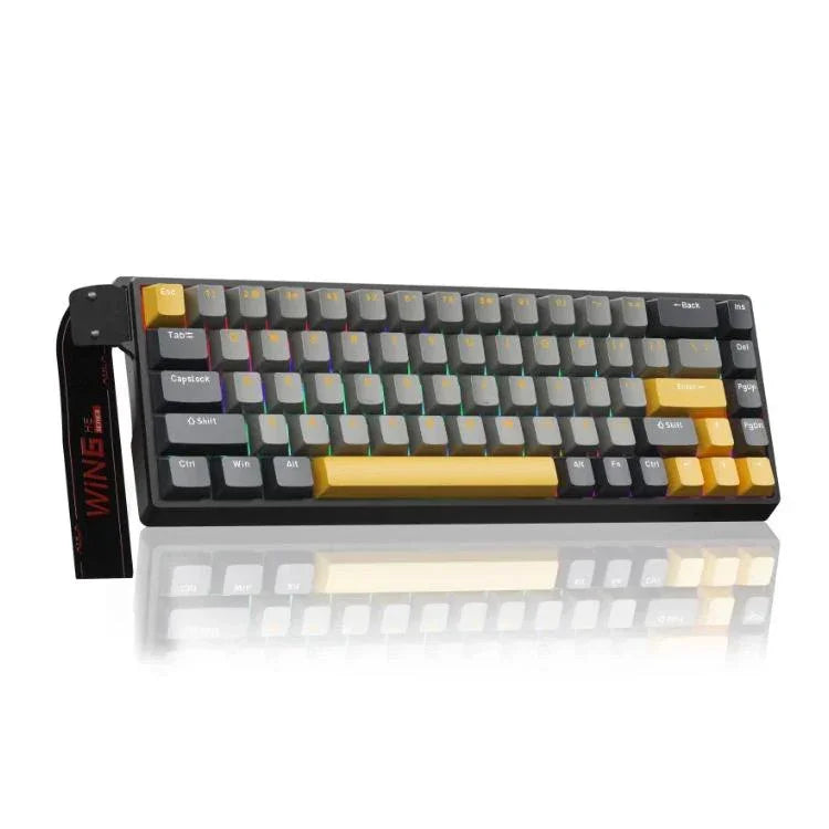 AULA WIN68HE MAX 版 68 鍵 RGB 有線鍵盤，WIN68HE 深+淺+黃詠春磁軸