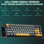 AULA WIN68HE MAX 版 68 鍵 RGB 有線鍵盤，WIN68HE 深+淺+黃詠春磁軸