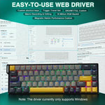 AULA WIN68HE MAX 版 68 鍵 RGB 有線鍵盤，WIN68HE 深+淺+黃詠春磁軸