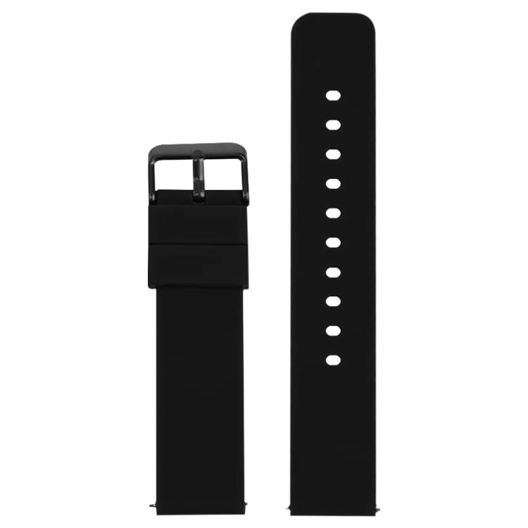 xDfind Stainless Steel Black Pin Buckle Solid Color Silicone Waterproof Watch Band, 24mm
