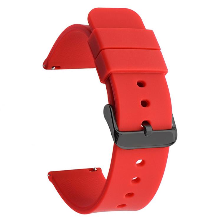 xDfind Stainless Steel Black Pin Buckle Solid Color Silicone Waterproof Watch Band, 24mm