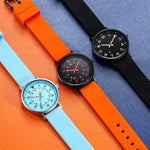 xDfind Stainless Steel Black Pin Buckle Solid Color Silicone Waterproof Watch Band, 24mm
