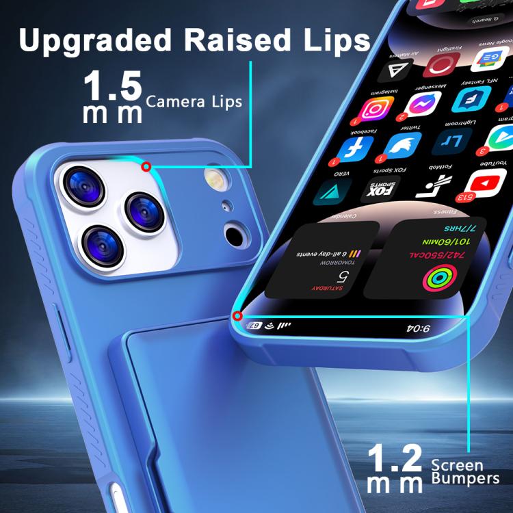 皮膚觸感 PC 混合 TPU 橫向隱藏鏡面卡包手機殼，適用於 iPhone 17 Pro Max、iPhone 17 Pro、iPhone 17、iPhone Air