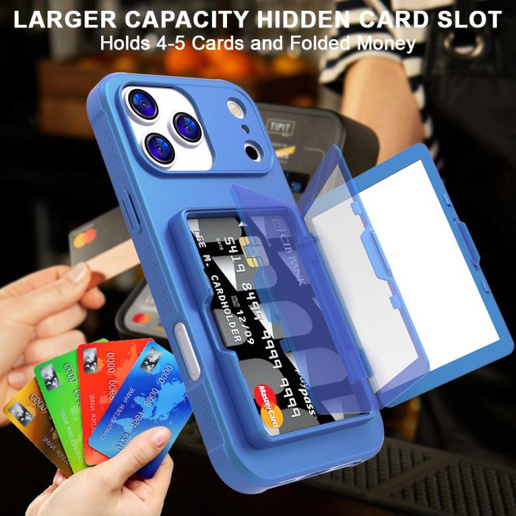 皮膚觸感 PC 混合 TPU 橫向隱藏鏡面卡包手機殼，適用於 iPhone 17 Pro Max、iPhone 17 Pro、iPhone 17、iPhone Air