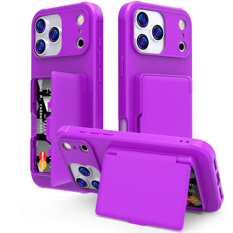 皮膚觸感 PC 混合 TPU 橫向隱藏鏡面卡包手機殼，適用於 iPhone 17 Pro Max、iPhone 17 Pro、iPhone 17、iPhone Air