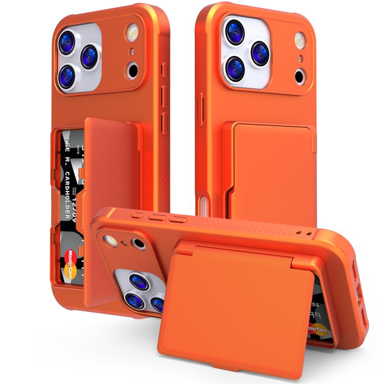 皮膚觸感 PC 混合 TPU 橫向隱藏鏡面卡包手機殼，適用於 iPhone 17 Pro Max、iPhone 17 Pro、iPhone 17、iPhone Air