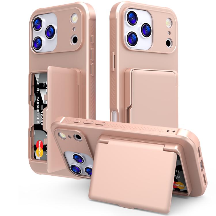 皮膚觸感 PC 混合 TPU 橫向隱藏鏡面卡包手機殼，適用於 iPhone 17 Pro Max、iPhone 17 Pro、iPhone 17、iPhone Air