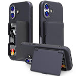 皮膚觸感 PC 混合 TPU 橫向隱藏鏡面卡包手機殼，適用於 iPhone 17 Pro Max、iPhone 17 Pro、iPhone 17、iPhone Air