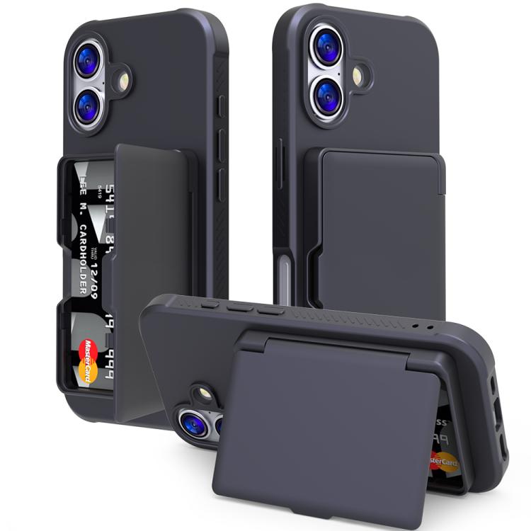 皮膚觸感 PC 混合 TPU 橫向隱藏鏡面卡包手機殼，適用於 iPhone 17 Pro Max、iPhone 17 Pro、iPhone 17、iPhone Air