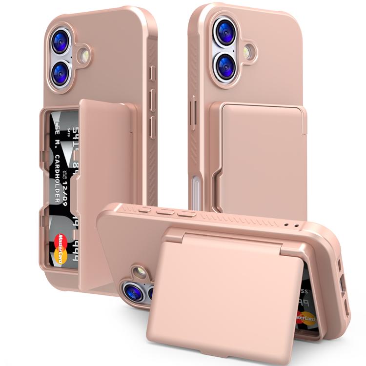 皮膚觸感 PC 混合 TPU 橫向隱藏鏡面卡包手機殼，適用於 iPhone 17 Pro Max、iPhone 17 Pro、iPhone 17、iPhone Air