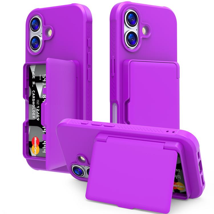皮膚觸感 PC 混合 TPU 橫向隱藏鏡面卡包手機殼，適用於 iPhone 17 Pro Max、iPhone 17 Pro、iPhone 17、iPhone Air