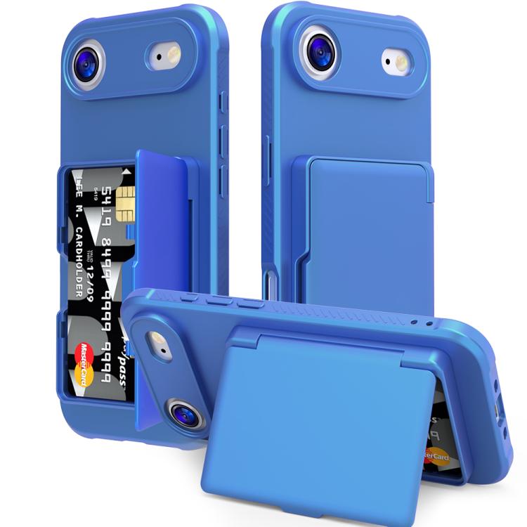皮膚觸感 PC 混合 TPU 橫向隱藏鏡面卡包手機殼，適用於 iPhone 17 Pro Max、iPhone 17 Pro、iPhone 17、iPhone Air