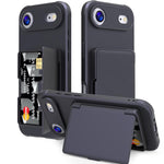 皮膚觸感 PC 混合 TPU 橫向隱藏鏡面卡包手機殼，適用於 iPhone 17 Pro Max、iPhone 17 Pro、iPhone 17、iPhone Air