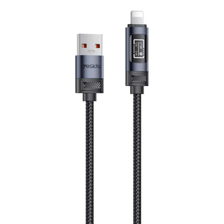 Yesido CA138L 12W 2.4A USB 對 8 Pin OLED 顯示充電數據線，USB 對 8 Pin