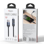 Yesido CA138L 12W 2.4A USB 對 8 Pin OLED 顯示充電數據線，USB 對 8 Pin