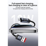 Yesido CA138L 12W 2.4A USB 對 8 Pin OLED 顯示充電數據線，USB 對 8 Pin