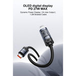 Yesido CA201 27W Type-C to 8 Pin OLED Display Charging Data Cable, Type-C to 8 Pin