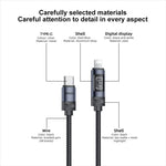 Yesido CA201 27W Type-C to 8 Pin OLED Display Charging Data Cable, Type-C to 8 Pin