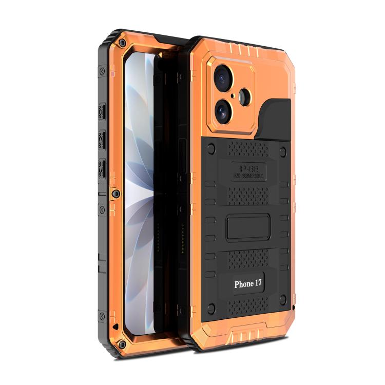 四防金屬混合矽膠手機殼，適用於 iPhone 17 Pro Max、iPhone 17 Pro、iPhone 17、iPhone Air