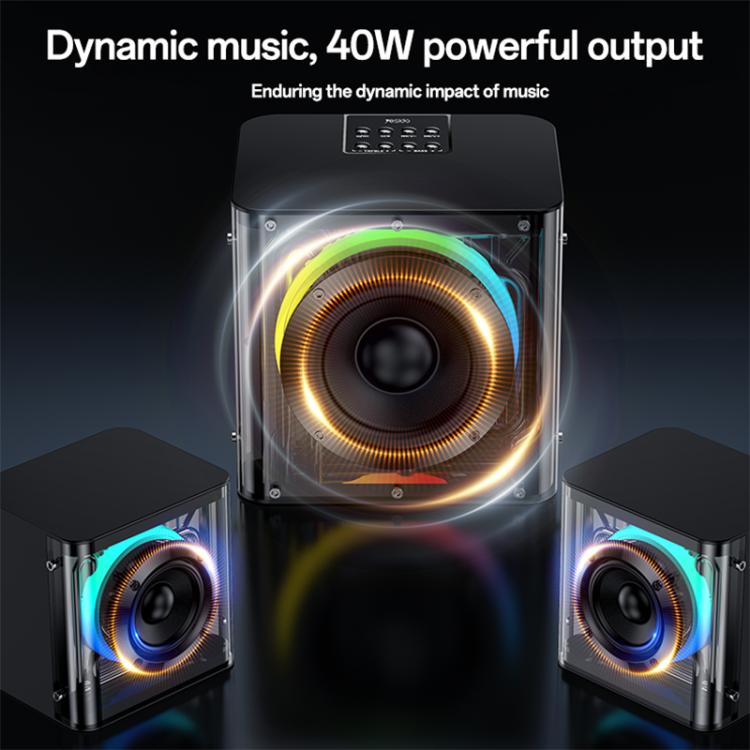 Yesido YSW41 40W 2.1聲道系統彩色RGB藍牙揚聲器低音炮，YSW41