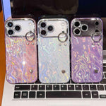 鍍膜皺紋紋理手腕帶支架TPU手機殼附鏡頭保護膜，適用於iPhone 13