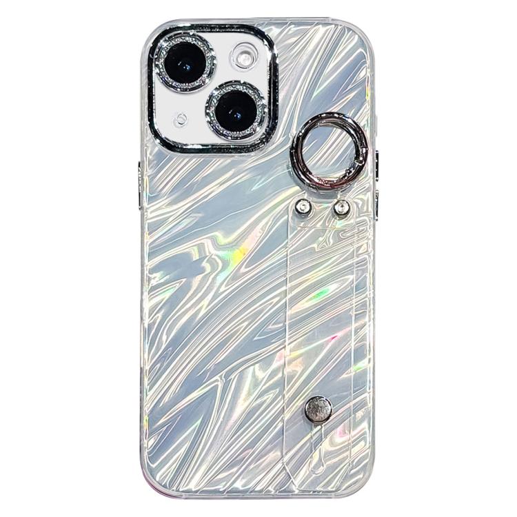 鍍膜波紋紋理手腕帶支架TPU手機殼附鏡頭保護膜，適用於iPhone 13