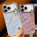 鍍膜波紋紋理手腕帶支架TPU手機殼附鏡頭保護膜，適用於iPhone 13