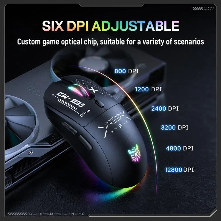 ONIKUMA CW935 12800DPI 2.4GHz + 藍牙 + 有線三模 RGB 無線滑鼠，CW935