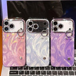 鍍膜羽紗紋理手腕帶支架TPU手機殼附鏡頭保護膜，適用於iPhone 13