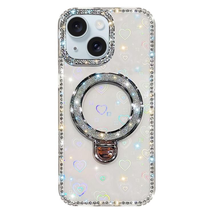 水鑽閃粉支架雙面IMD手機殼，適用於iPhone 15 Pro Max、iPhone 15 Pro、iPhone 15、iPhone 14、iPhone 14 Pro、iPhone 14 Pro Max、iPhone 13 Pro Max、iPhone 13 Pro