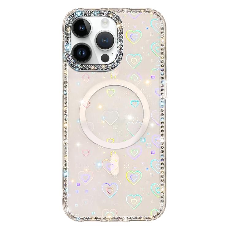 雙面水鑽IMD PC混合TPU磁吸手機殼，適用於iPhone 15 Pro Max、iPhone 15 Pro、iPhone 15、iPhone 14、iPhone 14 Pro、iPhone 14 Pro Max、iPhone 13 Pro Max、iPhone 13 Pro