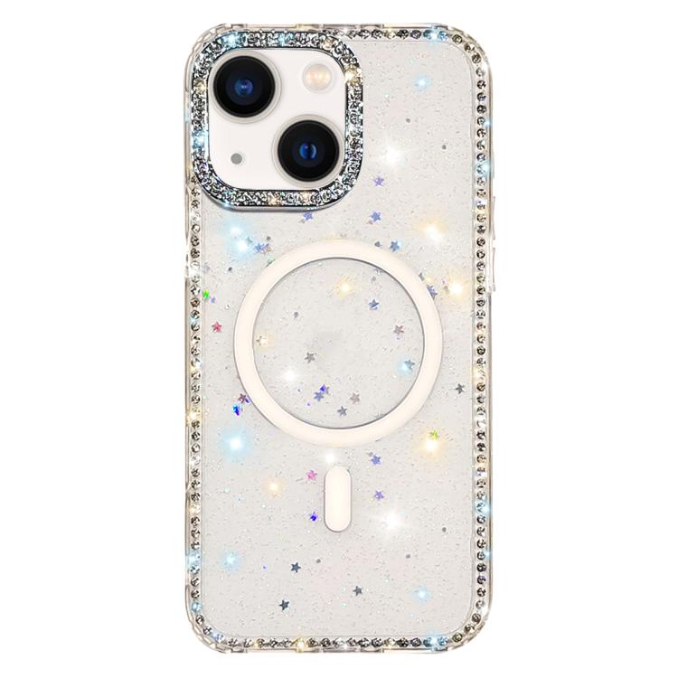 水鑽雙面IMD PC混合TPU磁吸手機殼，適用於 iPhone 13