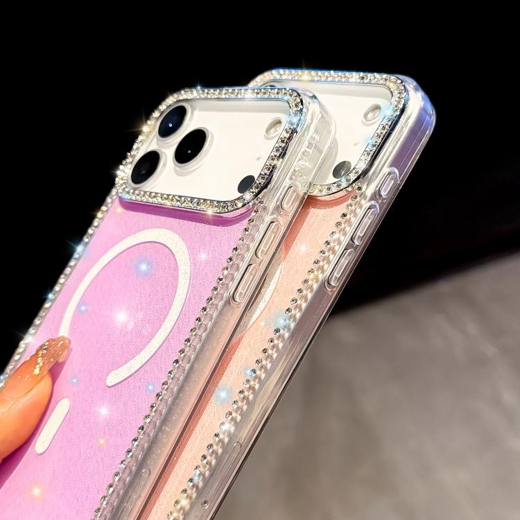 水鑽雙面IMD PC混合TPU磁吸手機殼，適用於 iPhone 13