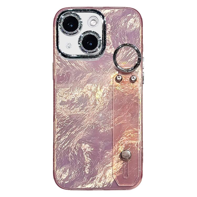 鍍膜箔片金屬質感手環支架TPU手機殼，適用於iPhone 13