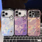 鍍膜箔片金屬質感手環支架TPU手機殼，適用於iPhone 13