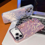 鍍膜箔片金屬質感手環支架TPU手機殼，適用於iPhone 13