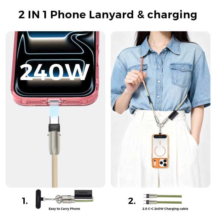 MOCOME W3 Type-C 轉 Type-C 多功能充電線可調式斜背手機掛繩