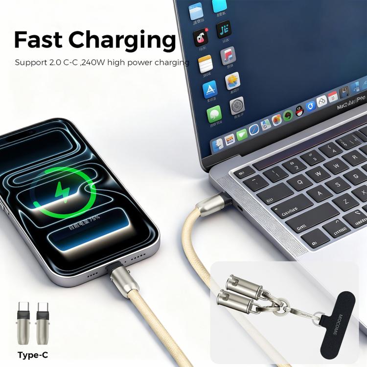MOCOME W3 Type-C 轉 Type-C 多功能充電線可調式斜背手機掛繩