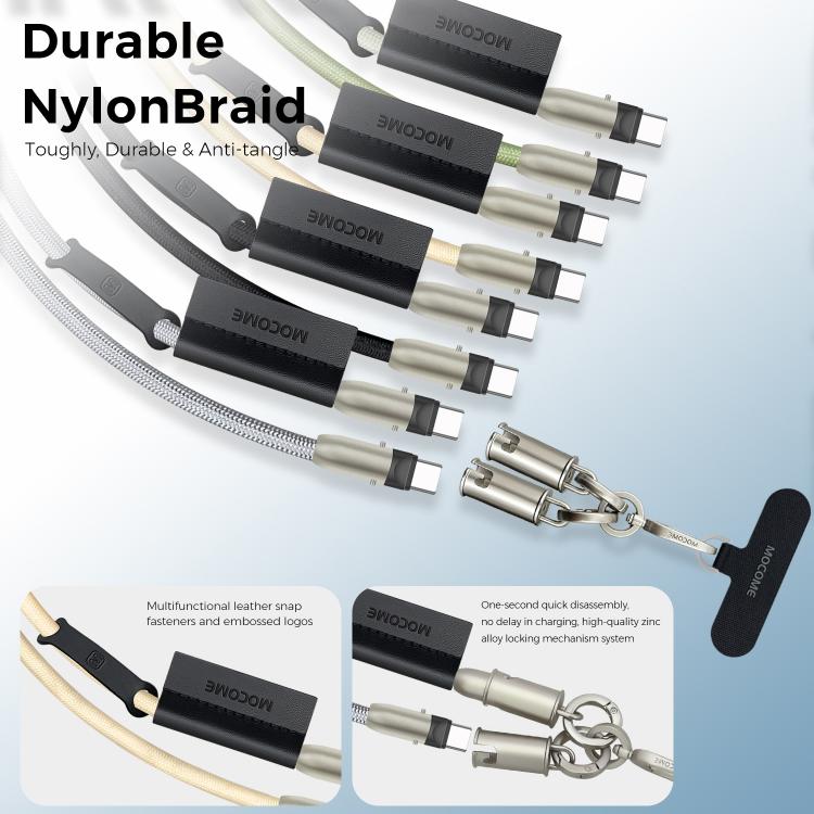 MOCOME W3 Type-C 轉 Type-C 多功能充電線可調式斜背手機掛繩