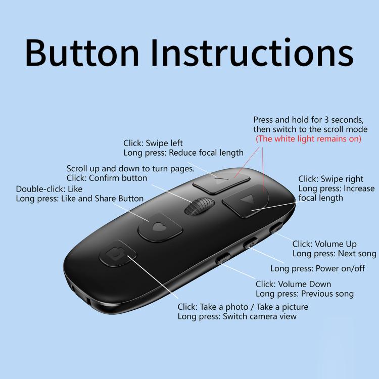 KR-06 Multifunctional Rolling Wheel Phone Bluetooth Remote Control