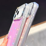 雙面水鑽IMD PC混合TPU手機殼，適用於iPhone 15 Pro Max、iPhone 15 Pro、iPhone 15、iPhone 14、iPhone 14 Pro、iPhone 14 Pro Max、iPhone 13 Pro Max、iPhone 13 Pro